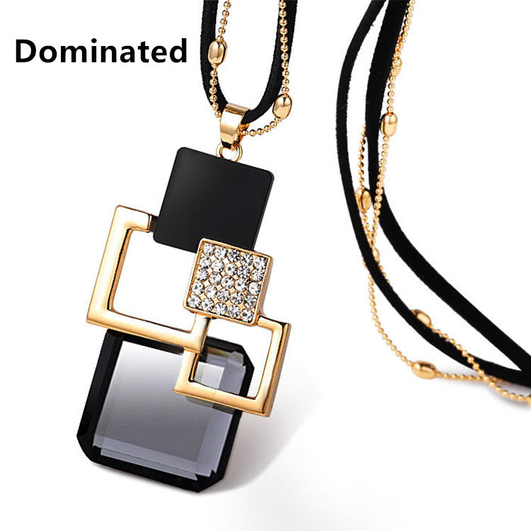 Crystal Square Pendant Necklace